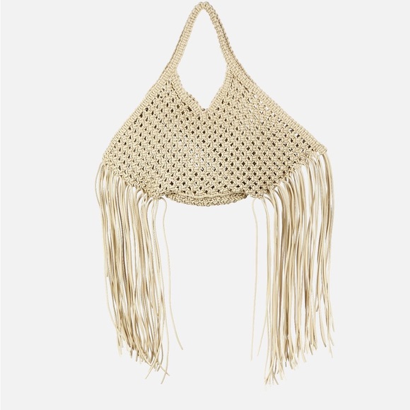 Yuzefi Large Woven Fringe Vegan Leather Tote Bag - Picture 5 of 7